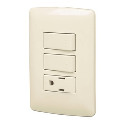 [48667] Placa armada contacto 2 interruptores,marfil, linea Italiana