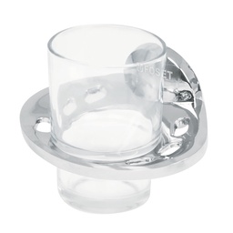 [49398] Portavaso cepillero metalico con vaso de vidrio, Foset Aqua