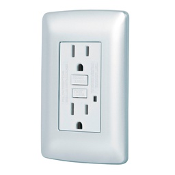 [49807] Contacto duplex falla a tierra GFCI, plata, linea Italiana