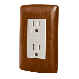 [49809] Contacto duplex aterrizado, color madera, linea Italiana 