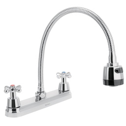 [49819] Mezcladora inox 8' p/fregadero, flexible, cruceta, Aqua