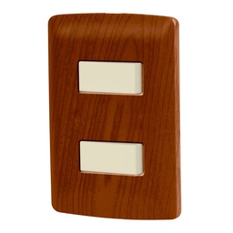 [49925] Placa armada 2 interruptores sencillos,madera,linea Italiana