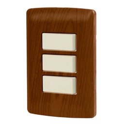 [49933] Placa armada 3 interruptores sencillos,madera,linea Italiana