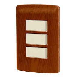 [49934] Placa armada 2 interruptores 1escalera,madera,linea Italiana