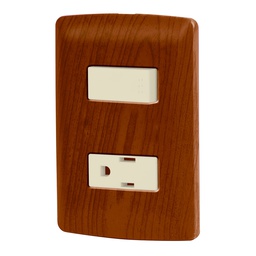 [49935] Placa armada contacto e interruptor, madera, linea Italiana