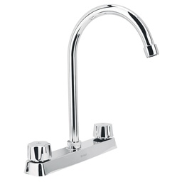 [45615] Mezcladora curva 8' p/fregadero, manerales hex cart ceramico