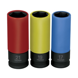 [100942] Juego 3 dados largos 1/2' impacto proteccion plastica 6p mm