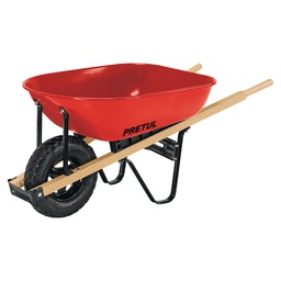 [20622] Carretilla 5.5 ft3 roja Neumatica, bastidores madera, Pretul