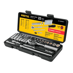 [23981] Juego de 22 herramientas 1/4' std para mecanico, Pretul