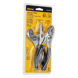 [28216] Juego de 2 pinzas y 1 llave ajustable, mangos de PVC, Pretul