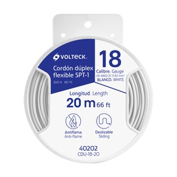 [40202] Carrete con 20 m cordon duplex flexible SPT 18 AWG, Volteck