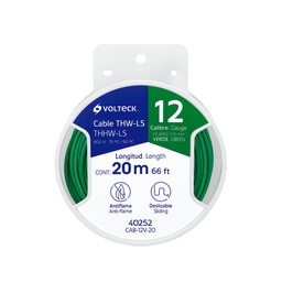 [40252] Carrete con 20 m de cable THHW-LS 12 AWG verde, Volteck