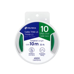 [40251] Carrete con 10 m de cable THHW-LS 10 AWG verde, Volteck
