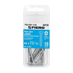 [40730] Blister con 10 pijas para lamina, #8 x 1-1/2', Fiero