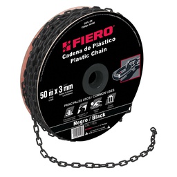 [44160] Metro de cadena de 3 mm de plastico negra, carrete de 50 m