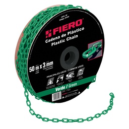 [44164] Metro de cadena de 3 mm de plastico verde, carrete de 50 m