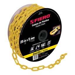 [44172] Metro de cadena de 5 mm de plastico amarilla, carrete de 25m