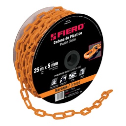 [44175] Metro de cadena de 5 mm de plastico naranja, carrete de 25 m