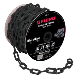 [44180] Metro de cadena de 8 mm de plastico negra, carrete de 25 m