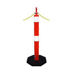 [ECO-1134-2RK] POSTE ANARANJADO ECOFRIENDLY DE 1.20M CON BASE NEGRA DE 8KGS. CON DOS REFLEJANTES