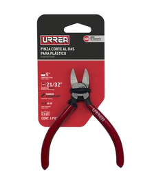 [Pinza corte al ras para plástico y materiales no ferroso con mango rubber grip 5" Urrea] 211G