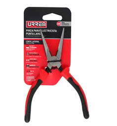 [Pinza para electricista con mango bimaterial de 6-23/32" punta larga corte lateral con res Urrea] 226GRX