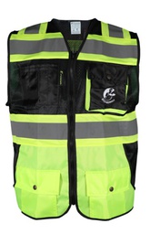 [ECO-1341NRCRGD] Chaleco ejecutivo dual tono con reflejante bicolor. ECOFriendly executive vest.