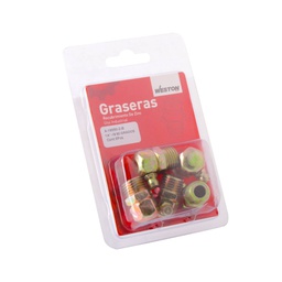 [A-16550-2-B] GRASERA 1/4" NPT 90 GRADOS BLISTER DE 5 PIEZAS
