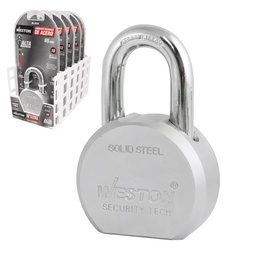 [BL-0325] CANDADO REDONDO D/ACERO GANCHO D/BORO D/ALTA SEGU. 65MM C/3 LLAVES (CAJA C/6 PZAS - PRECIO X PIEZA)