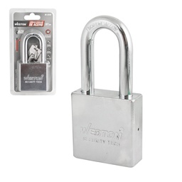 [BL-0340] CANDADO CUADRADO ACERO GANCHO BORO ALTA SEGU 57MM G. LARGO 2 LLAVES (CAJA C/6 PZAS - PRECIO X PIEZA)