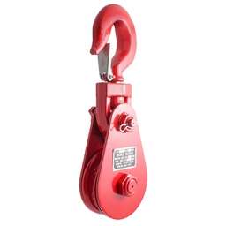 [C-01950] POLEA GIRATORIA PASTECA DOBLE 4T 4.5" C/GANCHO ROJO 1/2"