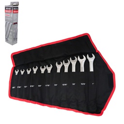 [LC-230] JUEGO DE LLAVES COMBINADAS CrV PULIDO ESPEJO FRACCIONALES 11 PZS 3/8&quot; - 1&quot;