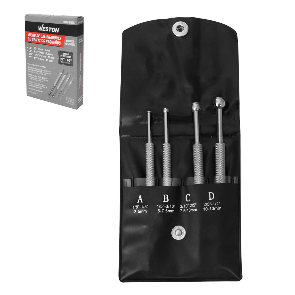 CALIBRADORES D/ORIFICIOS PEQUEÑOS JGO 4 PIEZAS