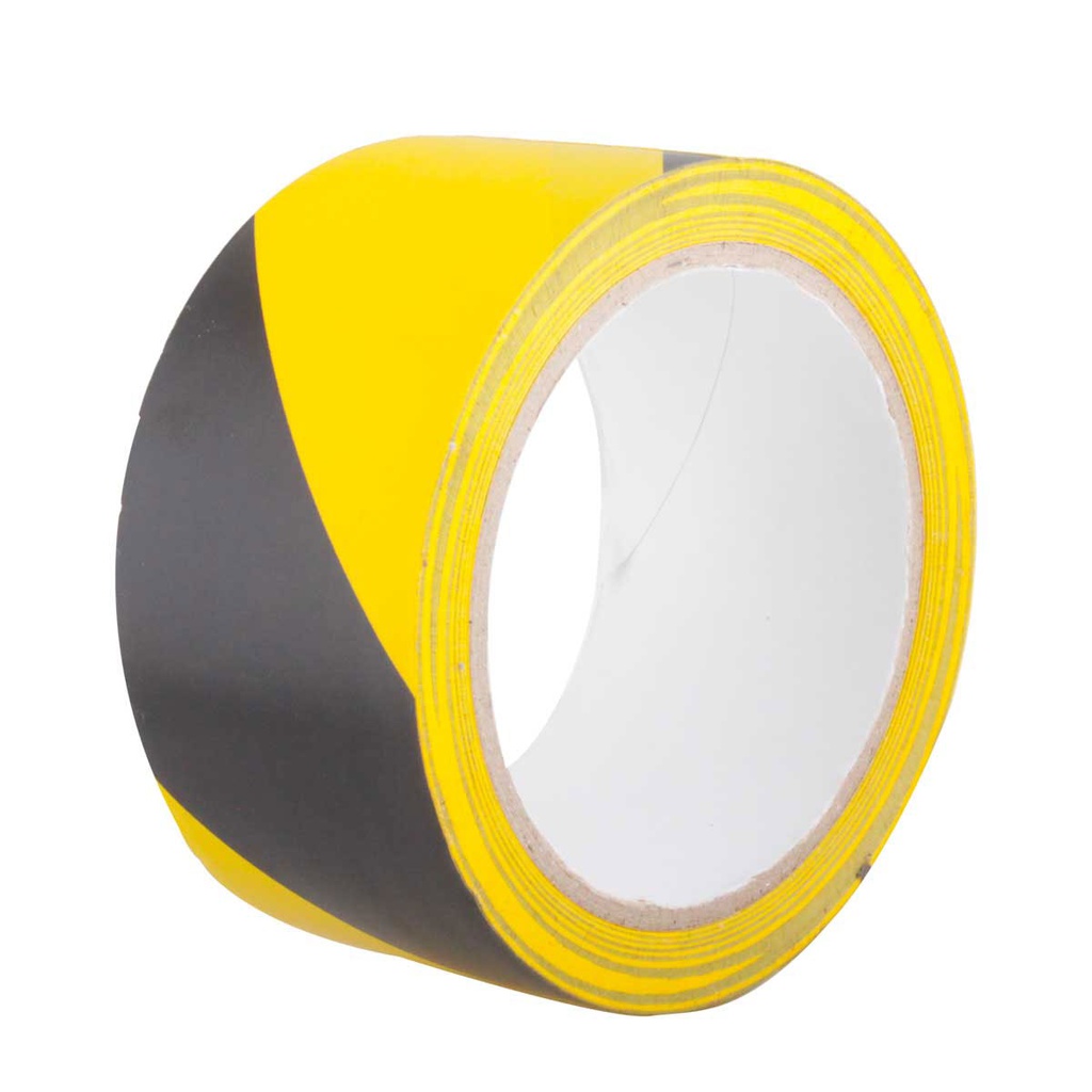 CINTA DE SEÑALIZACION NEGRO/AMARILLO 50mm X 18M (CAJA C/48 PZAS)