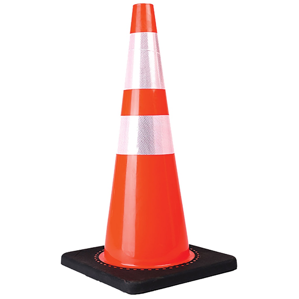 CONO PVC DE 90 CM CON BASE NEGRA Y REFLEJANTE