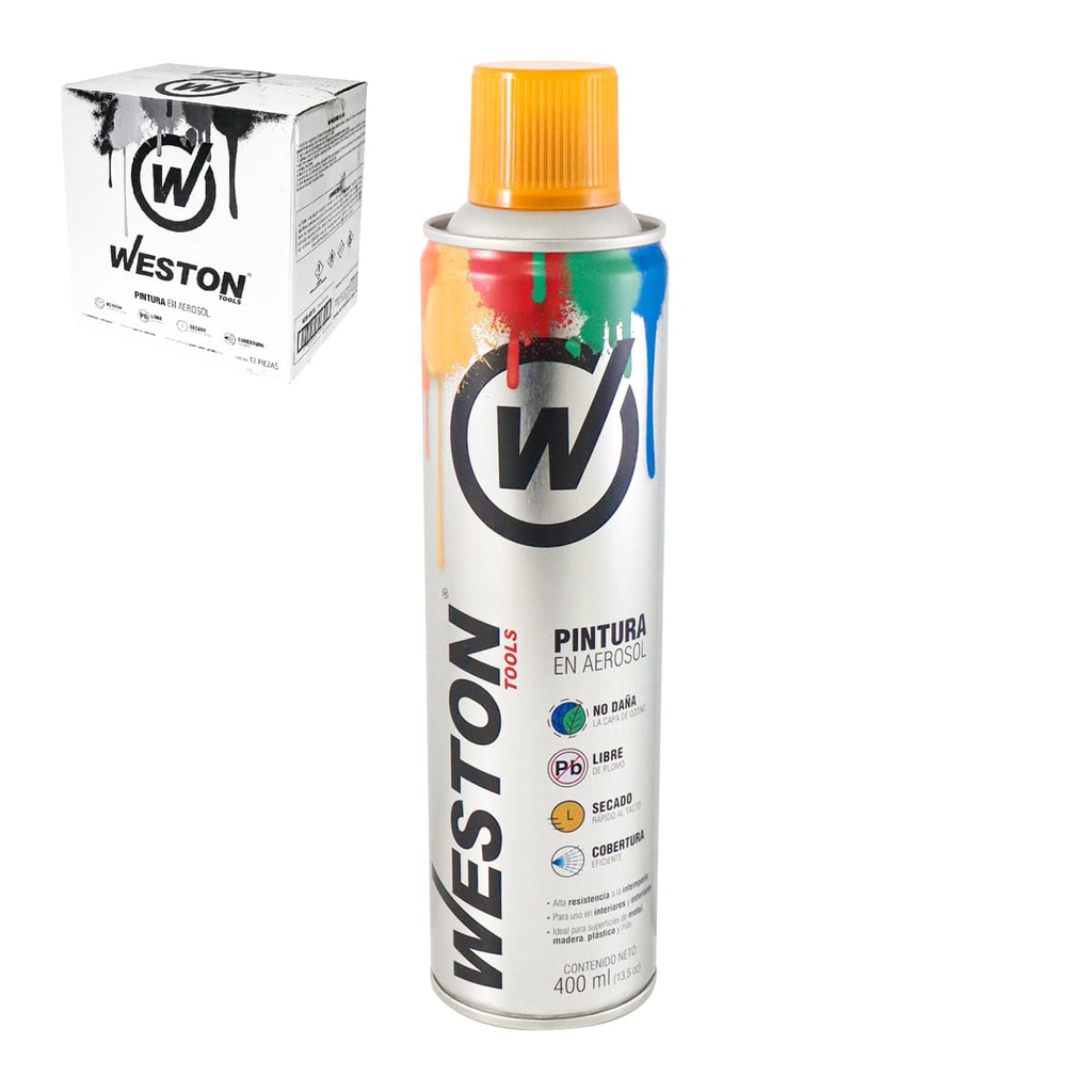 PINTURA AEROSOL AMARILLO GIRASOL 400ml (Caja C/12 pzs)
