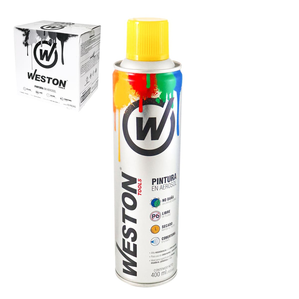 PINTURA AEROSOL AMARILLO OCRE 400ml (Caja C/12 pzs)