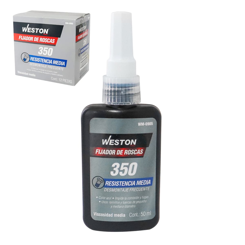 FIJADOR DE ROSCAS 350 RESISTENCIA MEDIA COLOR AZUL 50ml           