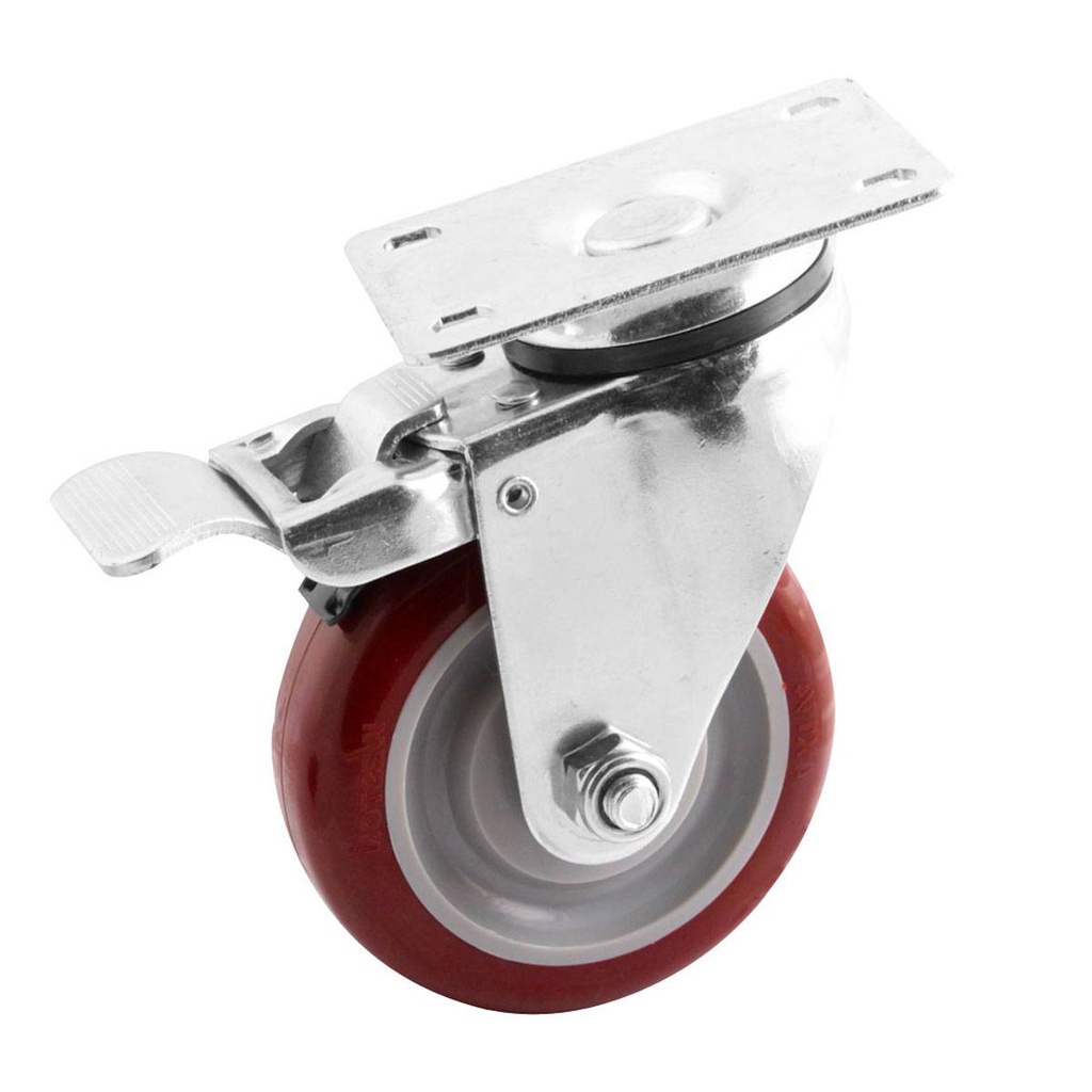 RODAJA MARRON PU GIRA. C/FRENO TOTAL 4X1-1/4"