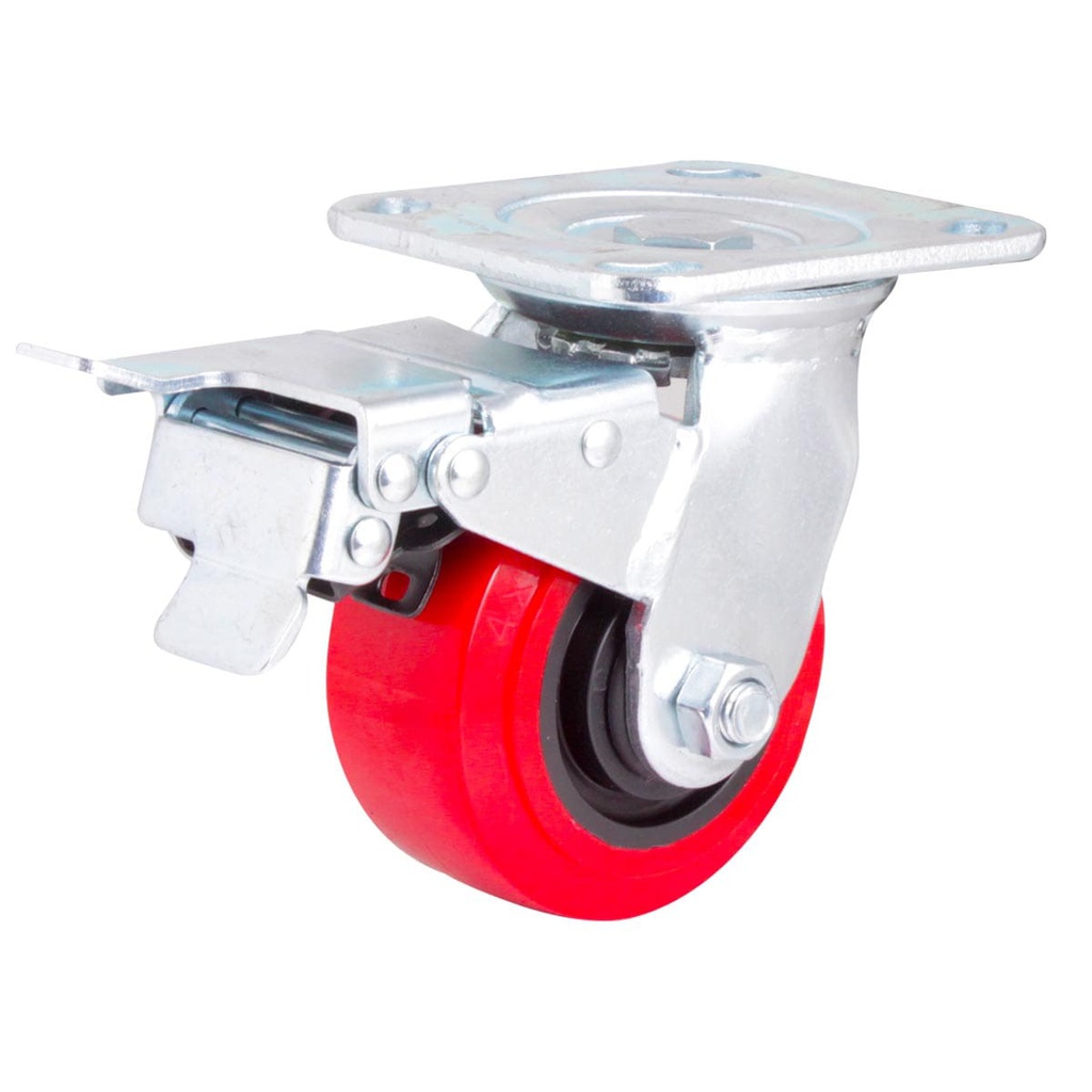 RODAJA PU C/PP GIRA. C/FRENO TOTAL 4 X 2"