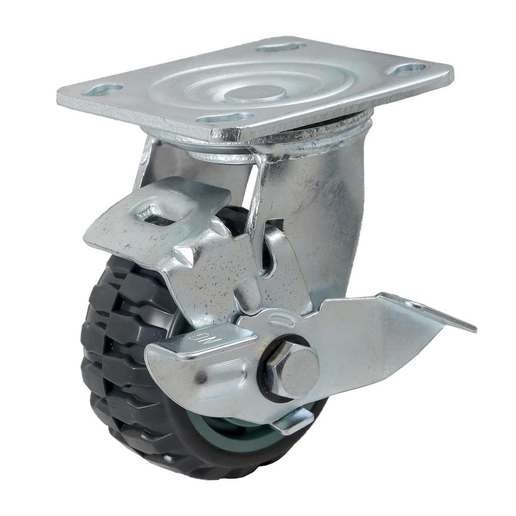 RODAJA DE PU CENTRO PP GIR. C/FRENO TIPO TRACTOR 4&quot; (100*50MM)