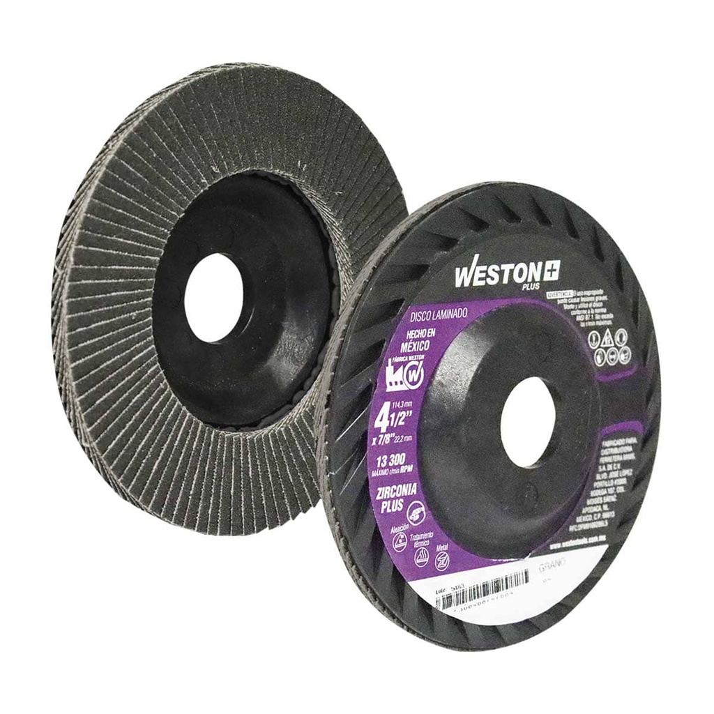 DISCO LAMINADO ZIRC. 876 4-1/2&quot; G120 WP T27 PLASTICO