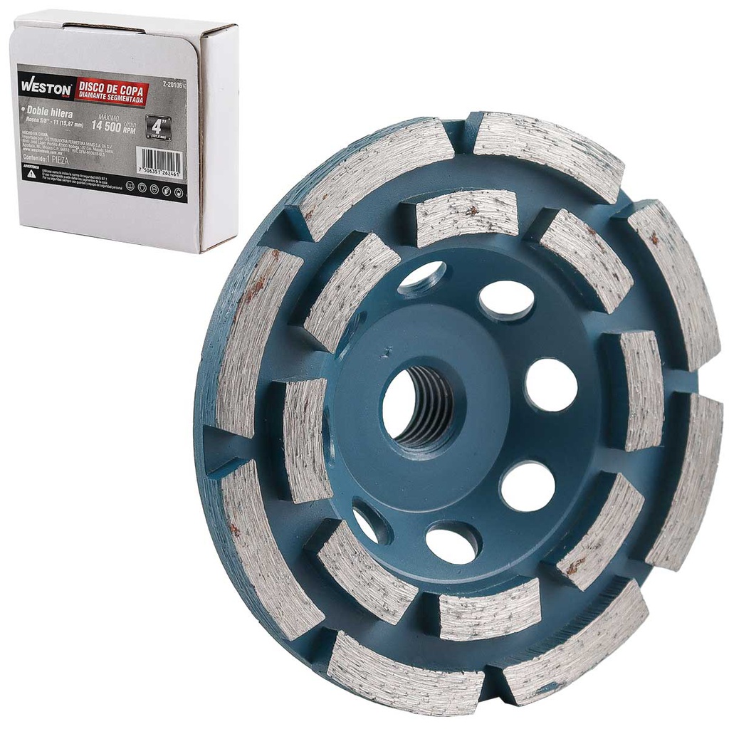 DISCO COPA DIAMANTE 4"SENCILLO  (5/8"-11)