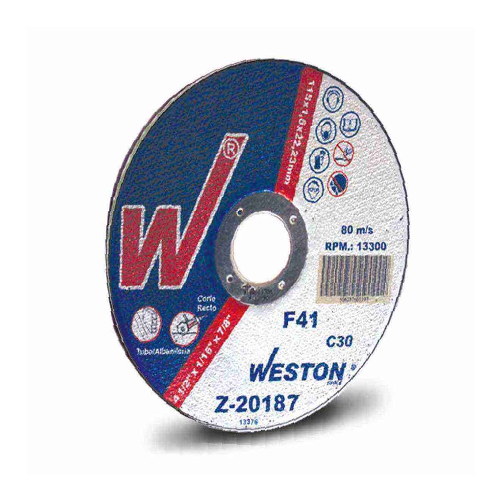DISCO D/CORTE P/METAL 4-1/2" x 1/16"(1.58) x 7/8" F41 (Emp. c/10 Pzas - Precio x Pza)