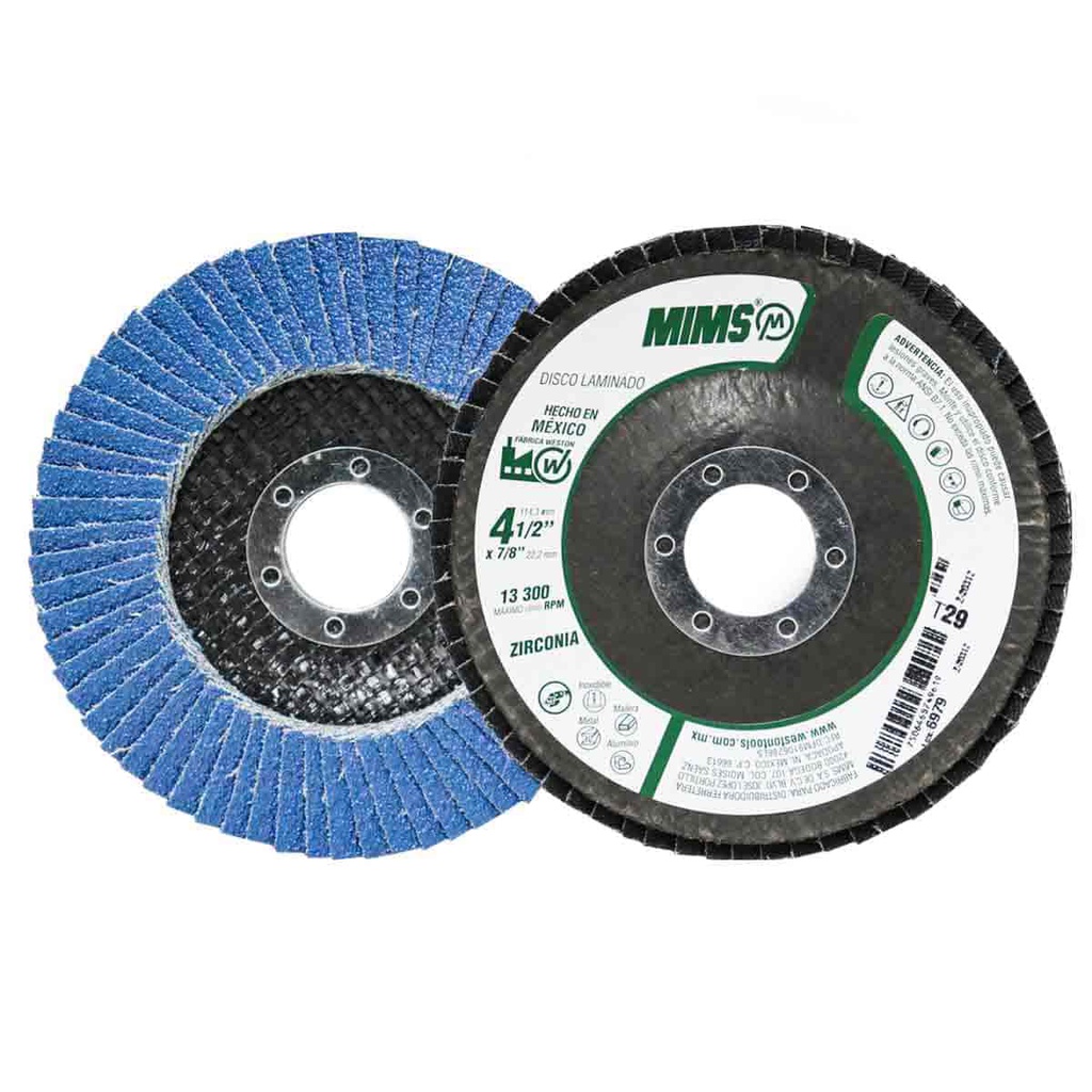 DISCO LAMINADO MIMS 4-1/2" X 7/8" G40 (Z-AZUL)