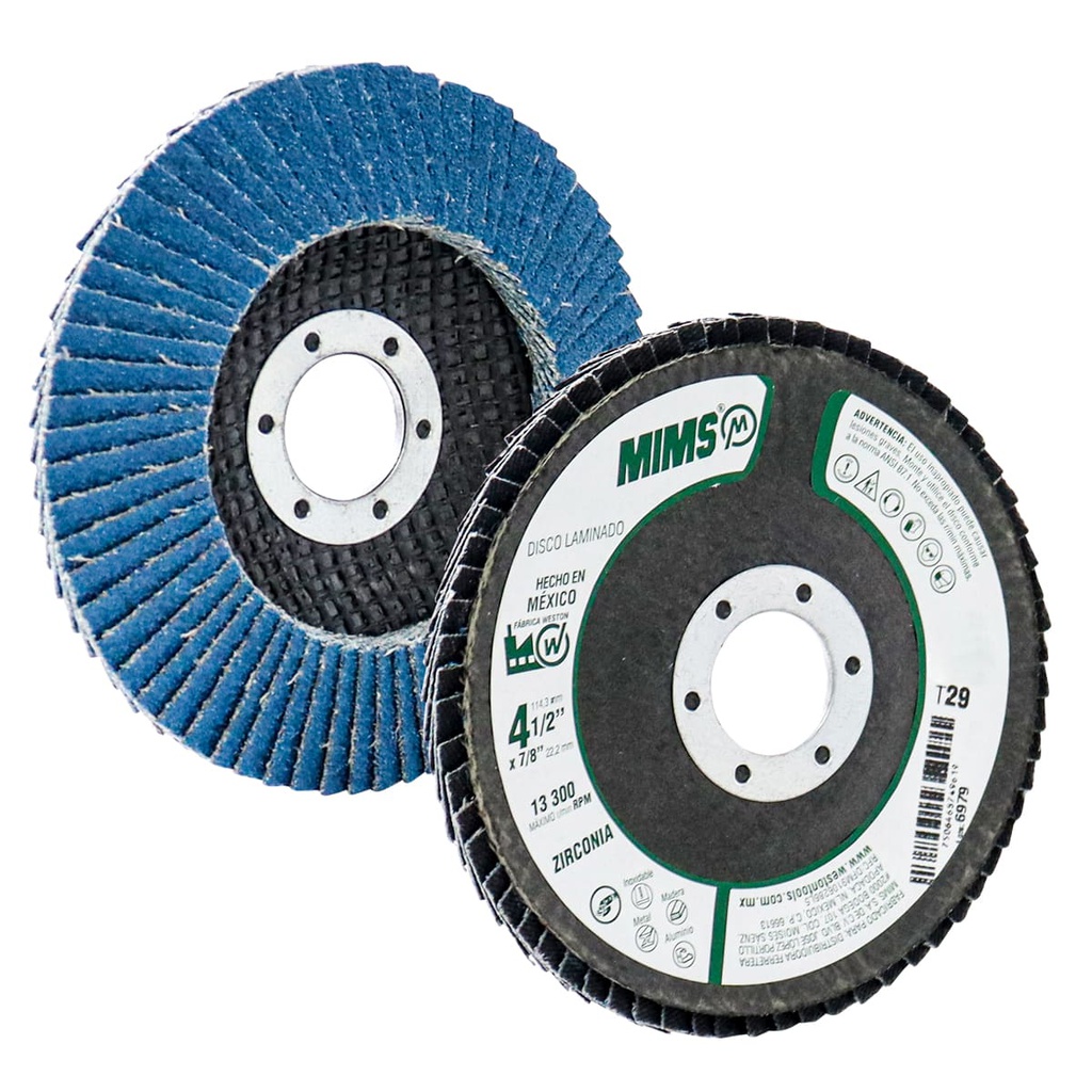 DISCO LAMINADO MIMS 4-1/2&quot; X 7/8&quot; G60 (Z-AZUL)