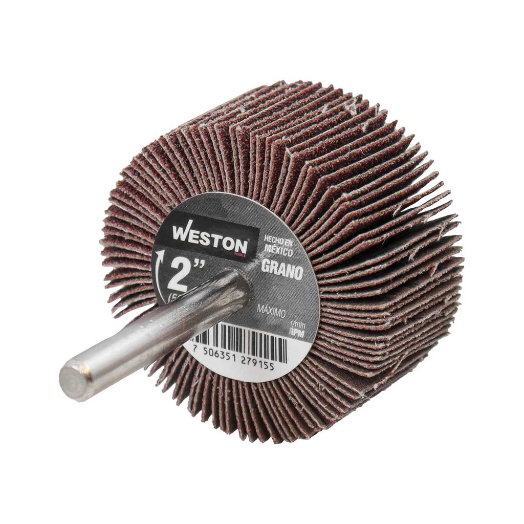 RUEDA FLAP C/VASTAGO A80 3 X 1 X 1/4 (Precio x pieza - Empaque c/5 pzas)