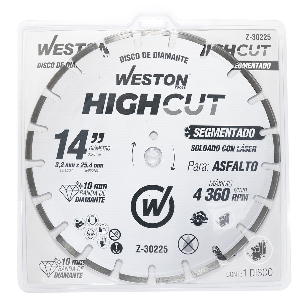 DISCO DE DIAMANTE RIN SEGMENTADO 14" 10/15