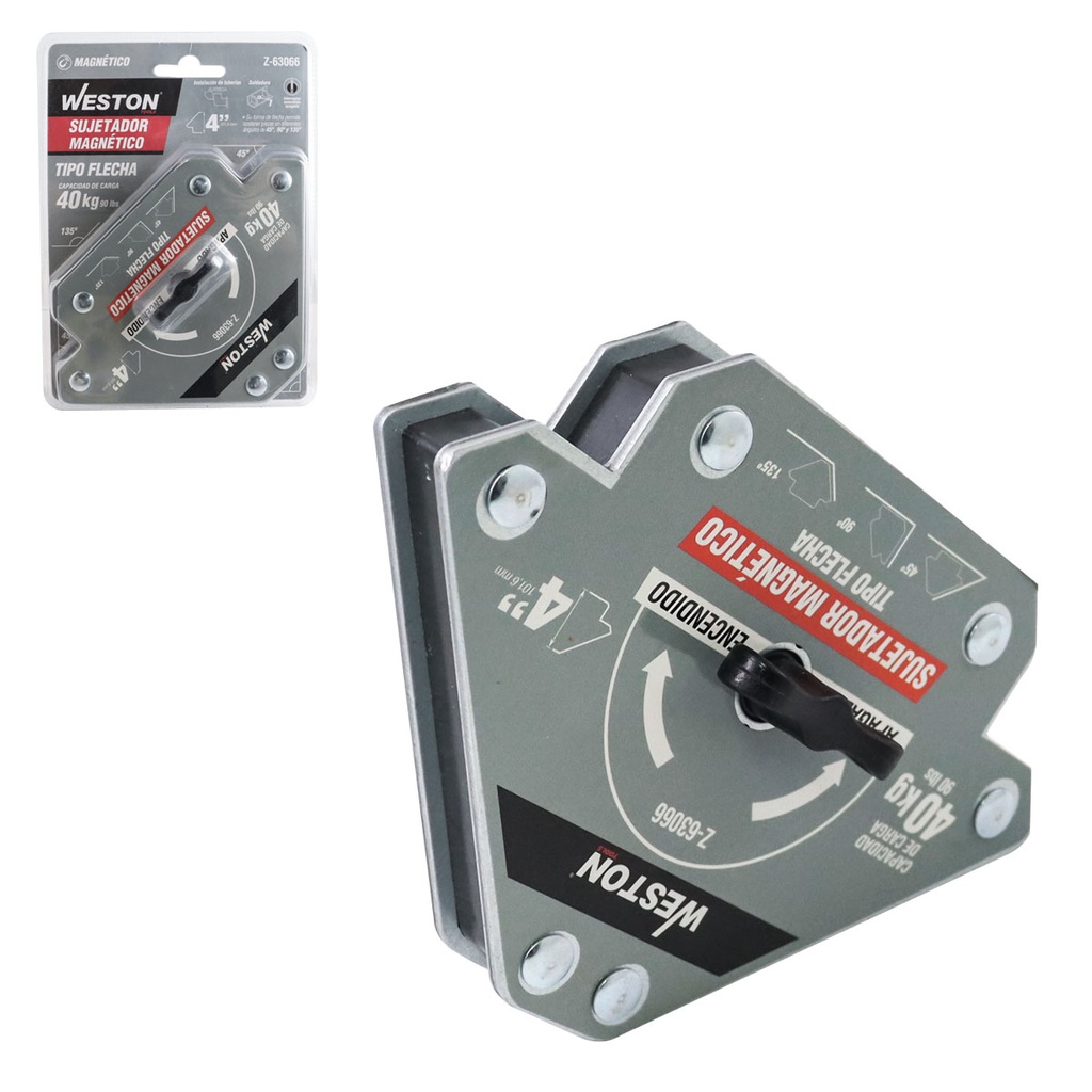 SUJETADOR MAGNETICO TIPO FLECHA P/SOLDAR 4&quot; - 40KG