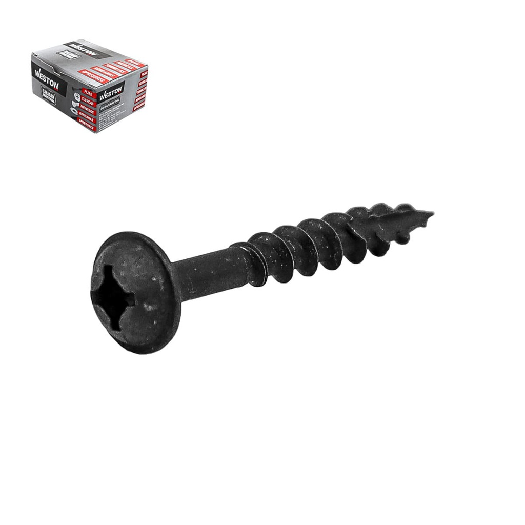 PIJA P/MADERA CAB. T/QDREX PUNTA RANURADA NEGRA #8 x 1-1/4" (Precio x Caja a Granel c/6000piezas)